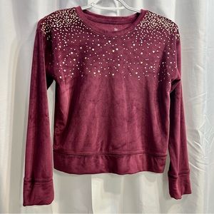 SO Cozy Crewneck Burgundy Maroon Sweater SUPER SOFT Size Large Girls